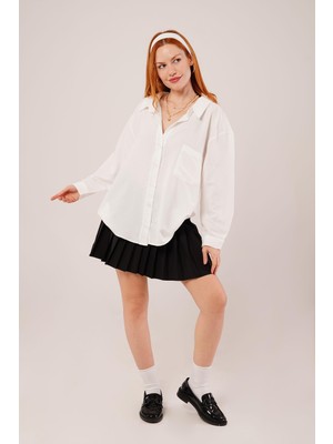 Aesco Basic Oversize Beyaz Gömlek