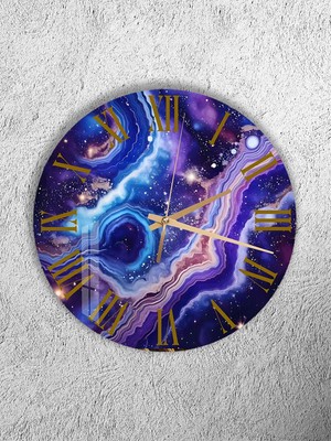 Olinpa Kırılmaz Cam Duvar Saati , Hem Tablo Hem Saat Yuvarlak Modern Temalı  Ev Ofis Hediyesi