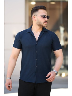 Aesco Erkek Kısa Kollu Örme Kumaş Pamuklu Gömlek
