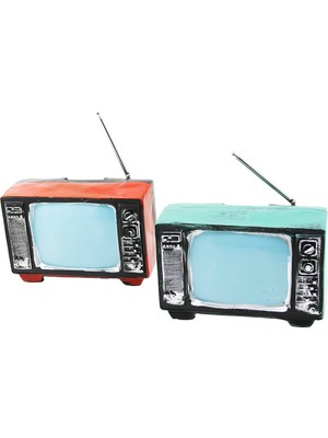 Zenvia Televizon Vintage Dekoratif Biblo - Kumaraba Renkli 17X11X10.5CM Reçine (4887) ZNVA-GO3146