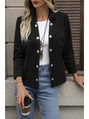 Aesco Kadın Uzun Kollu Önü Açık Düğmeli Scuba Dalgıç Ceket