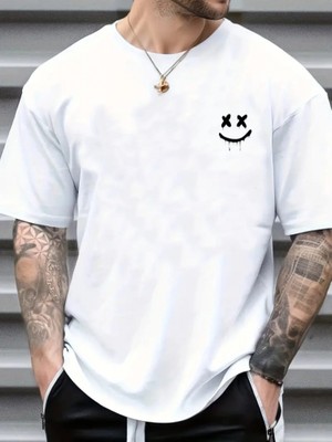 Aesco Erkek Kısa Kollu Bisiklet Yaka Baskılı Süprem Tişört