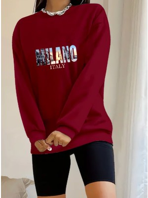 Aesco Kadın Uzun Kollu Bisiklet Yaka Desenli Viskon Iki Iplik Bluz