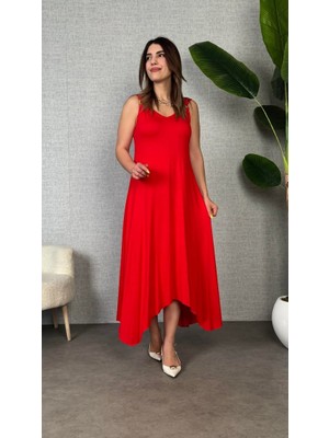 Aesco Kadın Omuz Askılı Toka Detay Maxi Boy Elbise