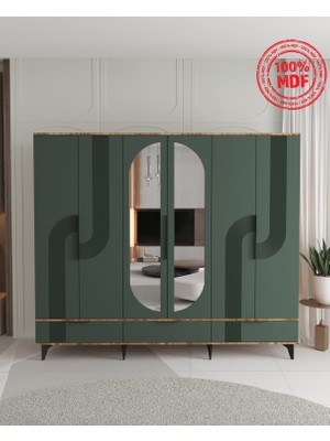 T&B Ekin 6 Kapaklı Çekmeceli Gardırop - Tamamı Mdf