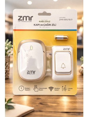 ZMR Lumıxa Kablosuz Kapı ve Çağrı Zili (Gold Detay)