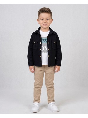 Ege Bebek Erkek Çocuk Oxford Gömlekli, T-shirtlü Keten Pantalonlu 2-9 Yaş Bayramlık Şık 3'lü Takım