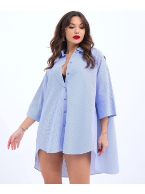 Aesco 4328 Gömlek-Mavi Beyaz Çizgili