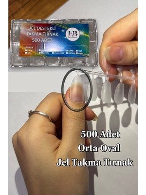 Easy Beauty 500 Adet Orta Oval Jel Tips Yeni Nesil Takma Tırnak Seti Bakımlı Tırnaklar İçin Mat Tasarım