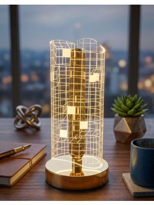 abnturk Dekoratif 3 Modlu USB Şarjlı Şık Görünümlü Masa Lambası 21CM Modern Abajur