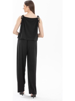 Aesco Kadın Rahat Kesim Askılı Bol Paça Sandy Kumaş Fırsat Ürün Tulum-Elbise