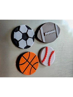 ADA 3D Futbol Basketbol Amerikan Futbolu Beyzbol Topu Seti Sporcu Dekoratif Buzdolabı Magneti