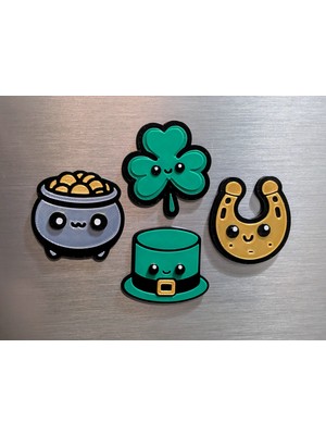 ADA 3D Şans Getiren Dört Yapraklı Yonca Altın Dolu Kazan Nal Figürlü Buzdolabı Magneti