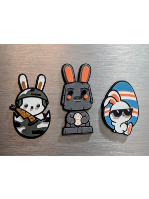 ADA 3D Paskalya Tavşanı Asker Kamuflajlı ve Taş Heykel Figürlü Buzdolabı Magneti