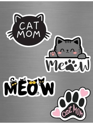 ADA 3D Cat Mom Yazılı Pati ve Kedi Figürlü Hayvansever Süs Buzdolabı Magneti