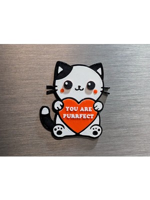 ADA 3D You Are Purrfect Yazılı Kalpli Kedi Figürlü Sevgililer Günü Hediyesi Buzdolabı Magneti