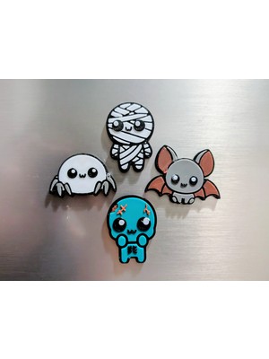 ADA 3D Korku Temalı Mumya Yarasa Örümcek Zombi Karakterleri Özel Tasarım Buzdolabı Magneti