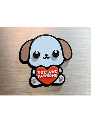 ADA 3D You Are Pawsome Yazılı Kalpli Köpek Figürlü Hediye Buzdolabı Magneti