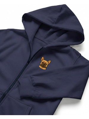 Muhtar Store Erkek French Bulldog Baskılı Oversize Fermuarlı Hoodie