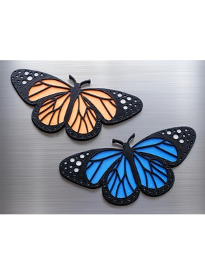 ADA 3D Renkli Kelebek Figürlü Mavi Turuncu Doğa Temalı Dekoratif Buzdolabı Magneti