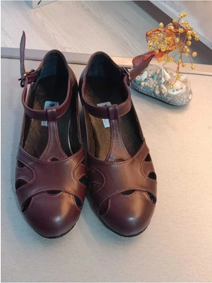 Bitangosu Bordo, Strapora, Swing, Lindy Hop, Dans ve Spor Ayakkabısı, Kapalı Burun, 2 cm Topuk, Düz Taban