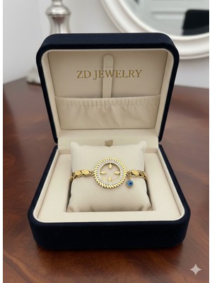 zdjewelry Çeyrek Çerçeveli Bileklik Arpa Bileklik Çeyrek Takılan Bileklik Nazar Boncuklu Kadın Çelik Bileklik