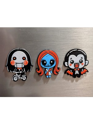 ADA 3D Testere Jigsaw Kuklası Vampir Dracula Nightmare Sally Karakterli Süs Buzdolabı Magneti