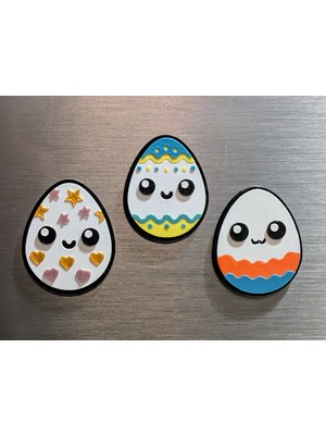 ADA 3D Paskalya Bayramı Temalı Renkli Desenli Yumurta Easter Egg Süsü Buzdolabı Magneti