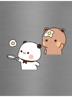 ADA 3D Yumurta Pişiren Kahvaltı Hazırlayan Dudu Bubu Panda Ayıcık Mutfak Süsü Buzdolabı Magneti Sevgili Hediye
