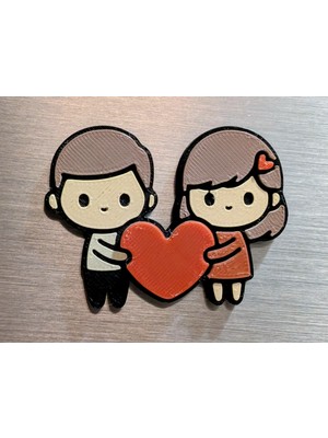 ADA 3D Kalp Tutan Romantik Çift Sevgililer Günü Hediyesi Dekoratif Buzdolabı Magneti