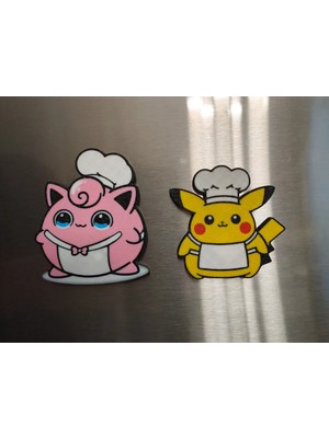 ADA 3D Pokemon Pikachu Jigglypuff Aşçı Kostümlü Anime Karakterleri Dekoratif Buzdolabı Magneti