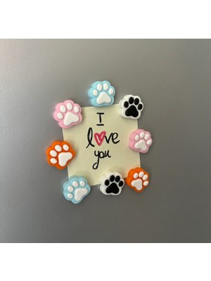 ADA 3D Renkli Kedi Köpek Patisi Figürlü Hayvansever Hediyesi Süs Buzdolabı Magneti