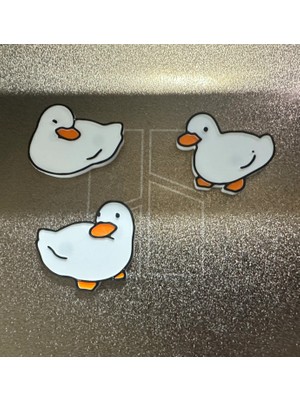 ADA 3D Şaşkın Beyaz Ördek Figürlü Minimalist Çiftlik Hayvanı Buzdolabı Magneti