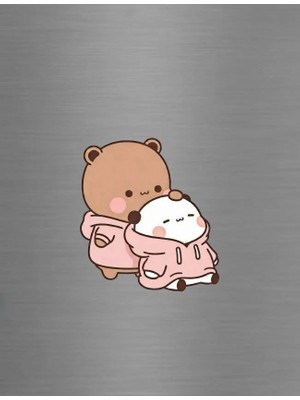 ADA 3D Arkadan Sarılan Romantik Çift Ayıcıklar Sevgililer Günü Hediyesi Buzdolabı Magneti Dudu ve Bubu