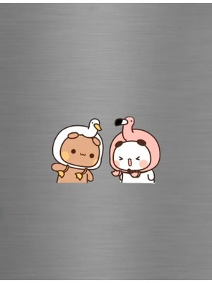 ADA 3D Flamingo ve Kuğu Kostümlü Dudu Bubu Panda Çifti Sevgili Hediye Dekoratif Buzdolabı Magneti