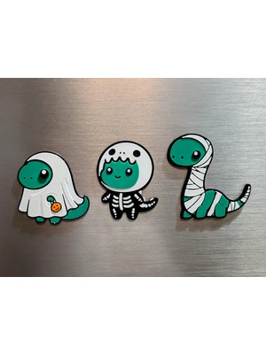 ADA 3D Hayalet Iskelet Mumya Kostümü Giyen Sevimli Dinozorlar Cadılar Bayramı Buzdolabı Magneti