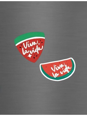 ADA 3D Viva La Vida Yazılı Karpuz Dilimi Kpop Temalı Renkli Süs Buzdolabı Magneti