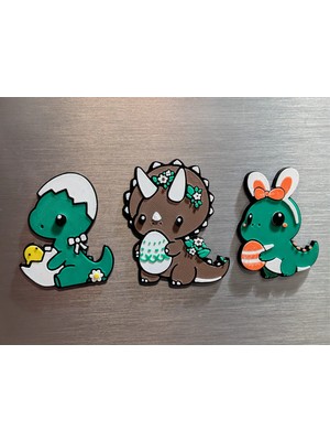 ADA 3D Tavşan Kulaklı Yumurtadan Çıkan Sevimli Dinozorlar Paskalya Süsü Buzdolabı Magneti