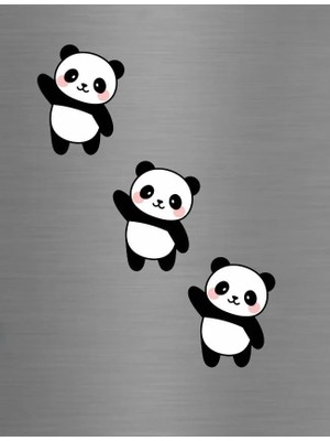 ADA 3D Sevimli El Sallayan Selam Veren Üçlü Panda Ayıcık Seti Süs Buzdolabı Magneti