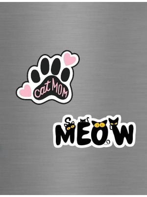 ADA 3D Cat Mom Yazılı Pati ve Kedi Figürlü Hayvansever Süs Buzdolabı Magneti