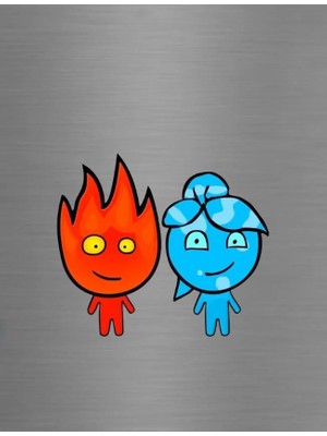 ADA 3D Ateş ve Su Oyunu Karakterleri Figürlü Sevgililer Günü Hediye Süs Buzdolabı Magneti