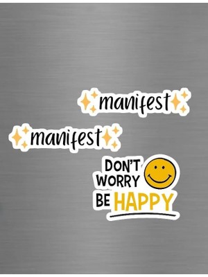 ADA 3D Manifest Don't Worry Be Happy Yazılı Motivasyon Sözlü Süs Buzdolabı Magneti