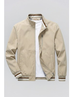 Ixir Klasik Fermuarlı Mevsimlik Erkek Mont & Ceket Krem