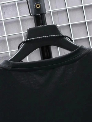 Aesco Baskılı Oversize Bisiklet Yaka T-Shirt - Siyah