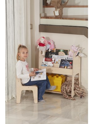 Özgürce Çocuklar Için Büyük Boy Ahşap Kitaplık, Eğlenceli ve Güvenli Tasarım