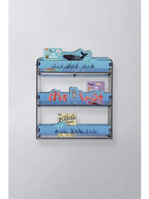 Özgürce Mavi Renkli Modern Üçlü Duvar Rafı Dekoratif ve Şık Tasarım