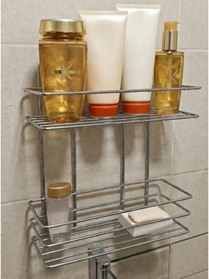 abnturk Iki Katlı Banyo Rafı Paslanmaya Karşı Dirençli Dayanıklı Metal (28 x 30)