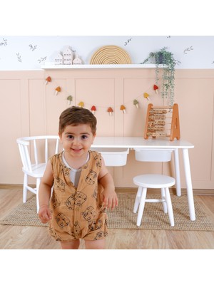 Özgürce Doğal Ahşap Montessori Masa ve Sandalye Seti, Çocuklar Için Güvenli ve Şık
