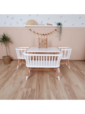 Özgürce Doğal Ahşap Montessori Masa ve Sandalye Seti, Çocuklar Için Güvenli ve Şık