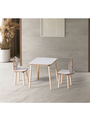 Özgürce Renkli Montessori Çocuk Çalışma Masası ve 2 Sandalye Seti